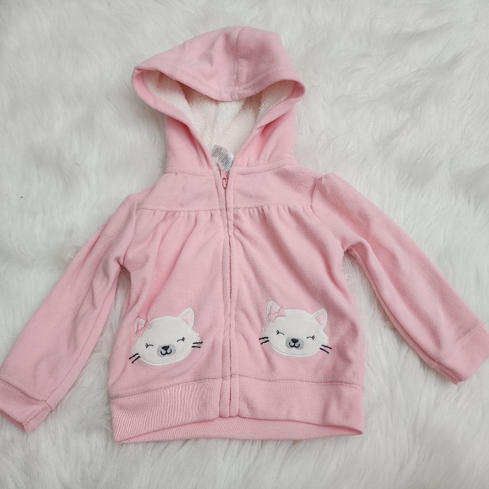 Baby girl like new hoodie pink cat pockets bundle and save on shipping
